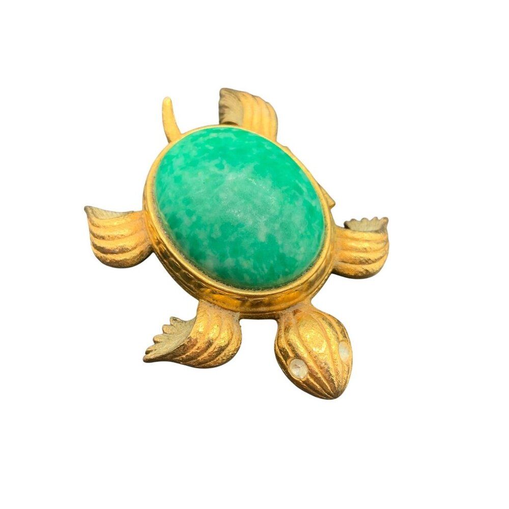 Solid Perfume Turtle Compact By Avon Compact In Green Turtle Design